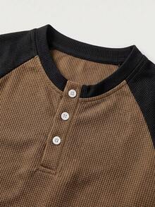 glestore Men's Retro "Old Money" Style Fuhua Ge Color-Blocked Long-Sleeve Polo Shirt Perfect For Everyday Commuting. Relaxed Fit. - Multicolor - View 6