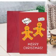 1pc Funny Gingerbread Christmas Greeting Card With Envelope - Holiday Wishes Card For Christmas Celebrations, Festive Christmas Card, Xmas Gift For Friends, Family & Coworkers - A - View 6