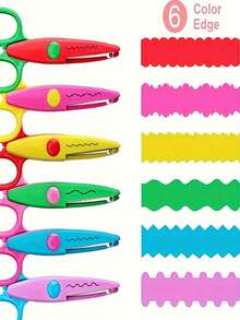 1/4/5/10pcs Handmade Scissors Set, Wavy Edge Paper Cutting Scissors, Multi-Functional Scissors, Paper Crafting, Cute Wavy Edge Scissors, Scissors Set, Asymmetrical Scissors, Handmade Design, Perfect For Creative Crafts, Home And School Use - Art Scissors - View 2