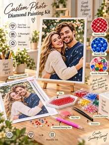 Custom Acrylic Diamond Painting Kit Personalized Photo Portrait Square Round Diamond DIY Diamond Art Wall Decor Gift - Multicolor - View 3