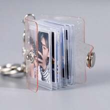 1pc Mini Photo Album Keychain Pocket 1" 2" Photo ID Card Storage Book Transparent Mini Card Album - A - View 7