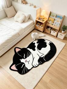 1pc Sleeping Cow Cat Shaped Doormat, Welcome Mat, Carpet, Rug, Universal Door Mat, Bedroom Rug, Area Rug - Multicolor - View 3