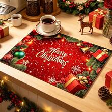 1pc Christmas Pine Cone Pattern Dish Drying Mat, Coffee Machine Mat, Kitchen Countertop Protector, Suitable For Christmas Parties, Daily Home Use, For Bowls, Plates, Cups, Water Drainage, Practical Christmas Holiday Decor Mat, Multi-Purpose Drying Mat, Home Gift, Tabletop Decoration - XYLSD-1148 - View 3