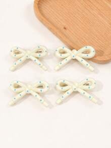 8/4/2pcs Dual-Color Polka Dot 3D Bow Hair Clips, Sweet Mini Side Clips For Girls, Daily Basic Bangs Hair Accessories - Pink - View 12