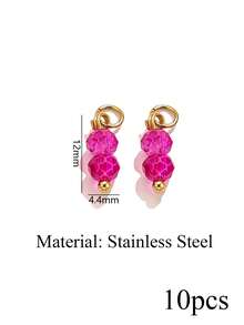 10-Piece Set Of Stainless Steel Colorful Round Bead Pendants With Open Rings-Necklace And Earring DIY Craft Jewelry Supplies - Round - View 10