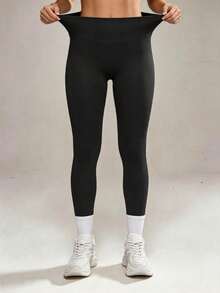 Hotalk Women's High Waist Leggings, Tummy Control & Butt Lift, Soft & Silky Fabric, Suitable For Sports, Running And Daily Commute, Black - Black - View 6