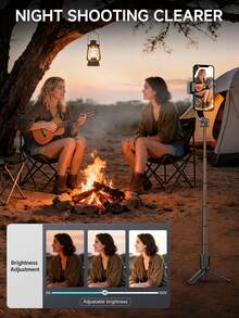 AXNEN Anti-Shake Phone Video Gimbal Stabilizer, Bluetooth Selfie Stabilizer With Extendable Selfie Stick Tripod, Rotating Phone Holder With Fill Light, Suitable For Smartphone Video Recording, Live Streaming, Summer Vacation, Travel, Outdoor Activities - one-size - View 9