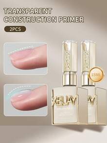 XEIJAYI 2瓶 15ml 透明底膠指甲油，適用於加固與延長膠，瓶裝可卸式 UV/LED 凝膠指甲油 - 無色 - 查看 2