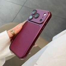 Ultra-Thin Skin-Covered Phone Protective Case Compatible With IPhone 13 13 Pro Max 14 14 Pro Max 15 15 Pro Max 16 16 Pro Max 17 17 Pro 17 Pro Max 18 18 Pro 18 Pro Max 18 - Cherry Red - View 3