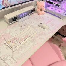 Kawaii Pink Anime Lolita Girl PU Leather Desk Mat, Cute Strawberry Cartoon Large Mouse Pad, Waterproof Non-Slip Table Protector, Sweet Aesthetic Desktop Decor For Girls Study Gaming Room - View 4