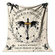 1PC Dark Dragon Rider Text Print Flannel Blanket, Fantasy Themed Decorative Throw Blanket For Sofa Bedroom - Multicolor - View 6