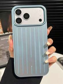 升級版防滑紋理邊框 Dimela 粉色行李箱風格手機殼，相容 Apple 17 Pro Max，霧面防摔，16 Pro 鏡頭全覆蓋設計，15 Pro Max 高階保護殼 - 天藍色 - 查看 3