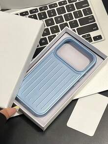 升級版防滑紋理邊框 Dimela 粉色行李箱風格手機殼，相容 Apple 17 Pro Max，霧面防摔，16 Pro 鏡頭全覆蓋設計，15 Pro Max 高階保護殼 - 天藍色 - 查看 2