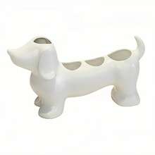 1pc Cute Dachshund Shaped Bathroom Storage Box & Toothbrush Holder, Freestanding Plastic Material, Suitable For Electric Toothbrushes, Dachshund Theme Decor, Suitable For Sink, Bathtub, Shower And Bathroom - Multicolor - View 2