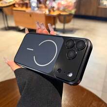啞光金屬磁吸手機殼，適用於 iPhone 18 Pro Max 17 16 15 14 13 Pro，附鏡頭保護膜，支持無線充電，防摔保護殼，適合送給女性男性的禮物 - 黑色 - 查看 3