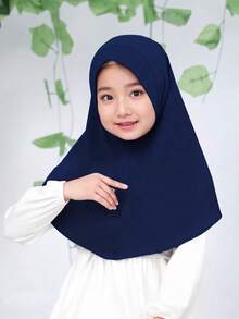 1pc Kids Black Quick-Wear Headscarf, Suitable For 7-11 Years Old Girls, Islamic Style Soft & Modest Face Veil, Easy To Wear For Daily & Outdoor Use - 240 - View 9