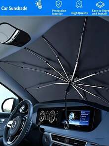 Car Sunshade, Windshield Sunshade, Heat Insulation, Foldable Car Sunshade, Summer Car Interior Cooling Device, UV Protection, Protects Car Interior And Prevents Aging, Universal Design, Space-Saving, Foldable Easy To Install And Store, Suitable For Sedan/SUV/MPV - A - View 3