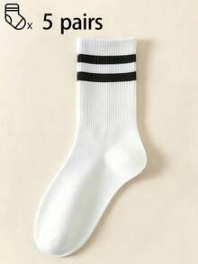 1/5/10/20/30/40 Unisex Casual, Simple, Fashionable, Versatile, Casual, Sweat Absorbing, Breathable, Mid Length Socks For Couples - Multicolor - View 3