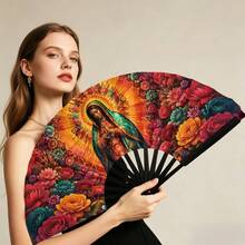 1pc Women's Handheld Fan, Vintage Pattern Design, Bright Retro Style, Lightweight And Portable, Suitable For Daily Use, Outdoor Activities And Party Occasions, Ideal Fashion Accessory - Hand Fan - View 9