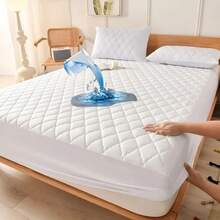 AMOROSA 1 Pieza Protector de Colchón Impermeable de 3 Capas, Cubre Colchón Ajustable, Suave y Transpirable,Protección contra Derrames y Manchas para Dormitorio y Hotel,Ideal para Mamás y Familias, Regalo Práctico-Blanco - Blanco - Ver 2