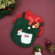 1pc Christmas Pet Hoodie T-Shirt, Fashionable & Comfortable Autumn/Winter Red & Green T-Shirt For Cats & Dogs, Suitable For Teddy, Poodle And Other Small To Medium Pets, Christmas Party Outfit - Multicolor - View 18