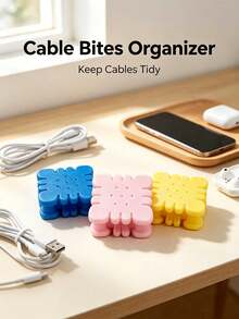3 PiecesSet - Creative Biscuit Data Cable Storage Rack, Biscuit Shape Data Cable Storage, Cute Sandwich Biscuit Storage, Portable Cable Organizer And Decorations For Data Cable, Small Cable, And Wire Storage, Backpack Hanging Decoration, - View 3