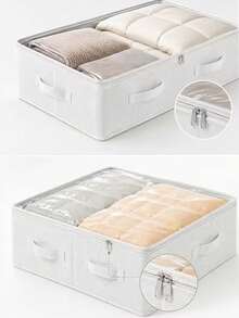 White Underbed Storage Organizer Box, Large Capacity Foldable Storage Bin For Organizing Blankets, Skirts, Bedding, Clothes, Underbed Clothing Storage Organizer, Space-Saving Closet Storage, Underbed Storage, Minimal Space Occupancy - View 8