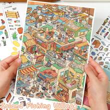 New Large Size Upgraded 3D Stereoscopic Scene Stickers, Miniature House Diorama Stickers, Adult Planner Stickers, DIY Handmade Stickers, Suitable For Halloween, Easter, Christmas - Multicolor - View 5