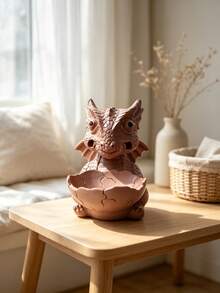 1pc Cute Baby Dragon Hatching Statue, Clay Eggshell Planter & Incense Burner, Fantasy Style Home & Office Decor, Unique Gift For Dragon Lovers, Fantasy Home Decor, Cute Planter, Unique Gift For Him/Her - Multi-color - View 3