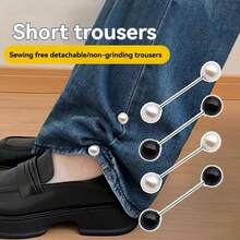 6/4/2Pcs T-Shirt Shortening Tool Invisible Waist Cincher Hem Tightener Adjustable Buckle Round Bead Pin No-Sew Knot Button - Multicolor - View 9