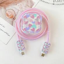 Small Heart Design Charger And Cable Protection Set, Durable Apple 40W Charging Cable Protector, Anti-Break Cable Organizer - Multicolor - View 1