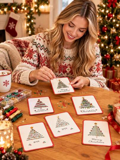 1pc Christmas Cross Stitch Kit, Christmas DIY Kit, Handmade Card DIY Set, Suitable For Sewing Supplies, DIY Supplies, Arts And Crafts Supplies, Christmas Party Decorations, Home Decor, Room Decor, Bedroom Decor, Christmas Party Supplies, Best Choice For Christmas Gifts To Friends