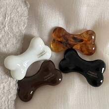Korean Style Textured Milk Coffee Bone Shaped Hair Clip, Cute Girly Hair Slides, Side Bang Alligator Hair Clip, Fashion Hair Accessory - Multicolor - View 13