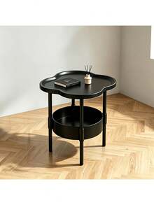Modern Minimalist Small Coffee Table - 2-Tier With Storage Shelf, Space-Saving Sofa Side Table, Durable Plastic Assembly, Suitable For Apartments, Dorms And Small Living Rooms - Multicolor - View 1