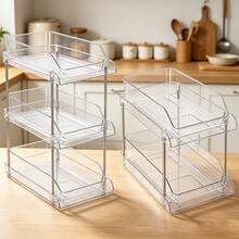 2/3-Tier Large Capacity Clear DVD Storage Box, Transparent Plastic Media Organizer Rack, Portable CD Case Container For Video Games & Cassette Tapes, Dust-Proof Desktop Media Shelf - Transparent - View 6