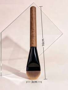 1pc Flat Head Foundation Brush With Wooden Handle, Soft & Seamless, No Makeup Absorption, Mask Brush, For Foundation Liquid & BB Cream, Beginner-Friendly, Portable Makeup Tool - Multicolor - View 6