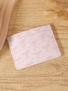 Fashionable Women's Bow Printed Short Wallet With Large Capacity For Card Storage, Coin And Credit Card Storage, Perfect For Outdoor Use - Pink - View 4