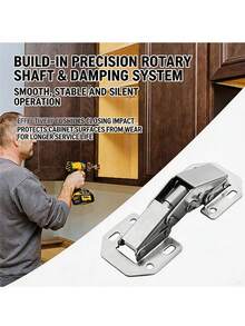 180 Degree Soft Close Frog Cabinet Hinges, Stainless Steel Surface Mount Concealed Hinges, 2pcs Furniture Hardware, Suitable For Kitchen Cabinets, Bathroom Vanity, Wardrobe And Closet Doors - Small - View 10