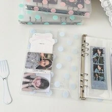 1pc INS Style Polka Dot Snap Button A5 Loose-Leaf 4-Grid Photo Card Album, With 10 Inner Pages Highly Attractive Photo Album Card Holder - Multicolor - View 2