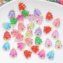 50pcs Glow-In-The-Dark Christmas Tree Nail Art Charms, Colorful Translucent Resin Star Cute Cartoon Christmas Tree DIY Nail Accessories - Multicolor - View 4