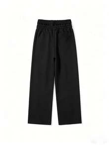 Men's Spring/Autumn Casual Fashion Letter Print Drawstring Waist Outdoor Hiking Minimalist Wide Leg Long Pants - Black - View 3