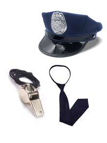 Multi-Piece Costume Accessory Set, Hat Combination, Cosplay Badge, Whistle, Tie, Costume Set For Cosplay, Party, Stage Performance, Daily Wear - Multicolor - View 2