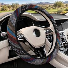 Bohemian Style Linen Fashionable Car Steering Wheel Cover Without Inner Ring, 15 Inches, Lightweight And Anti-Slip, Car Interior Decoration, Suitable For Both Men And Women, Applicable To Sedans, SUVs, Pickups, Minibuses, Etc - Multicolor - View 8