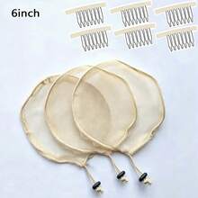 3 Packs Black Ponytail Hair Net Weaving Net Cap With 6Pcs Mesh Clips Comb Elastic Drawstring Hair Nets Base For Making Bun Wig - View 12