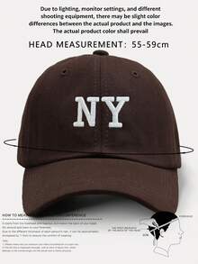 1pc 3D Embroidered NY Baseball Cap, Adjustable Outdoor Sun Protection Casual Hat, Suitable For Spring/Autumn Travel Beach Vacation, Y2K Style Cap,Holiday,Festival - Brown - View 2