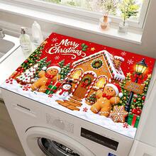 1pc Christmas Absorbent Mat, Gingerbread Man Pattern, Kitchen Countertop Absorbent Drying Mat, Coffee Machine Mat, Pour-Over Coffee Pot Mat, Dish Drying Mat, Non-Slip Heat-Resistant Kitchen Mat, Dining Table Mat, Breakfast Mat, Washing Machine Mat, Home Kitchen Dining Table Coffee Shop Bar Decor Mat, Holiday Party Housewarming Gift - Multicolor - View 10