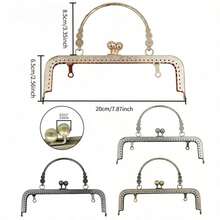 2pcs Vintage Elegant Metal Wallet Frame Handle With Buckle Lock - Fashionable Replacement Chain Set, Smooth Embossed Metal Handbag + 60cm Chain Crossbody, Bead Closure, Retro Style, Mouth Gold Bag Accessories, Handmade Fabric DIY - Multicolor - View 2