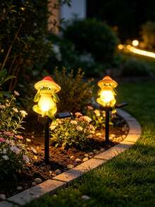 1pc Green Frog Solar Ground Stake Light, Resin Figurine LED Lawn Lamp, Waterproof Landscape Decor Light For Garden, Yard, Patio, Backyard, Camping - Multicolor - View 9