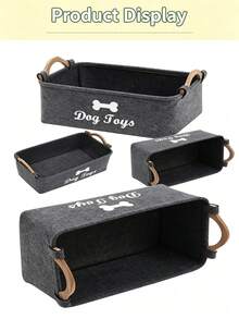 Felt Pet Toy Box, Dog Toy Box, Storage Basket Box Organizer - Perfect For Organizing Pets - Black - View 7