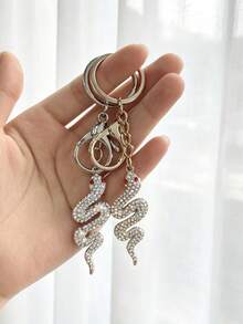 Creative Rhinestone Snake Keychain Pendant, Artificial Diamond Decorated Snake Personalized Interesting Key Chain, Key Decoration Accessory, Car Key Ring Pendant, Gift For Friends - Snake - View 6
